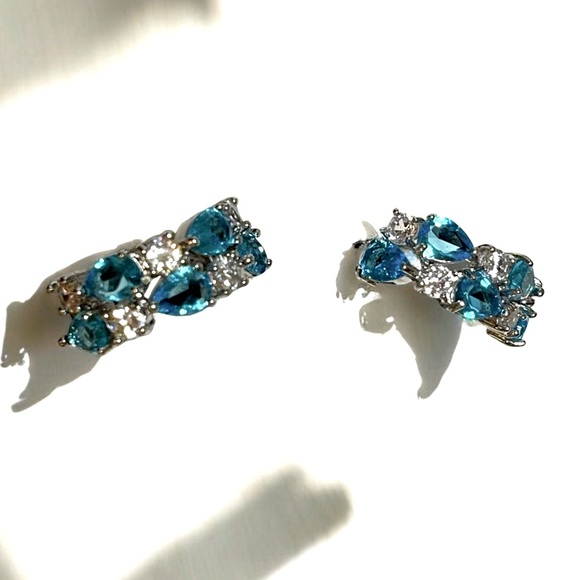 Dazzling Blue Sky and White Cubic Zirconia Earrings 💎 - Picture 4 of 4